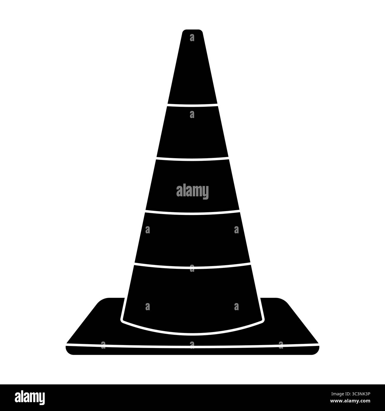 Illustration de la silhouette du cône de circulation. Le design est minimaliste, avec une structure en forme de cône divisé en segments avec une base rectangulaire plate. Illustration de Vecteur