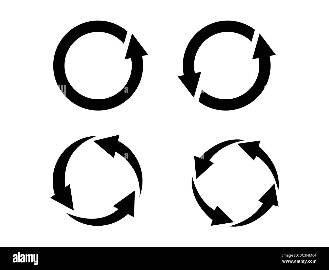 Ensemble vectoriel d'icônes de flèche circulaire comprenant des symboles d'actualisation, de rechargement, de répétition, de rotation et de recyclage. Parfait pour l'interface utilisateur/UX, les applications, les sites Web et la présentation Illustration de Vecteur