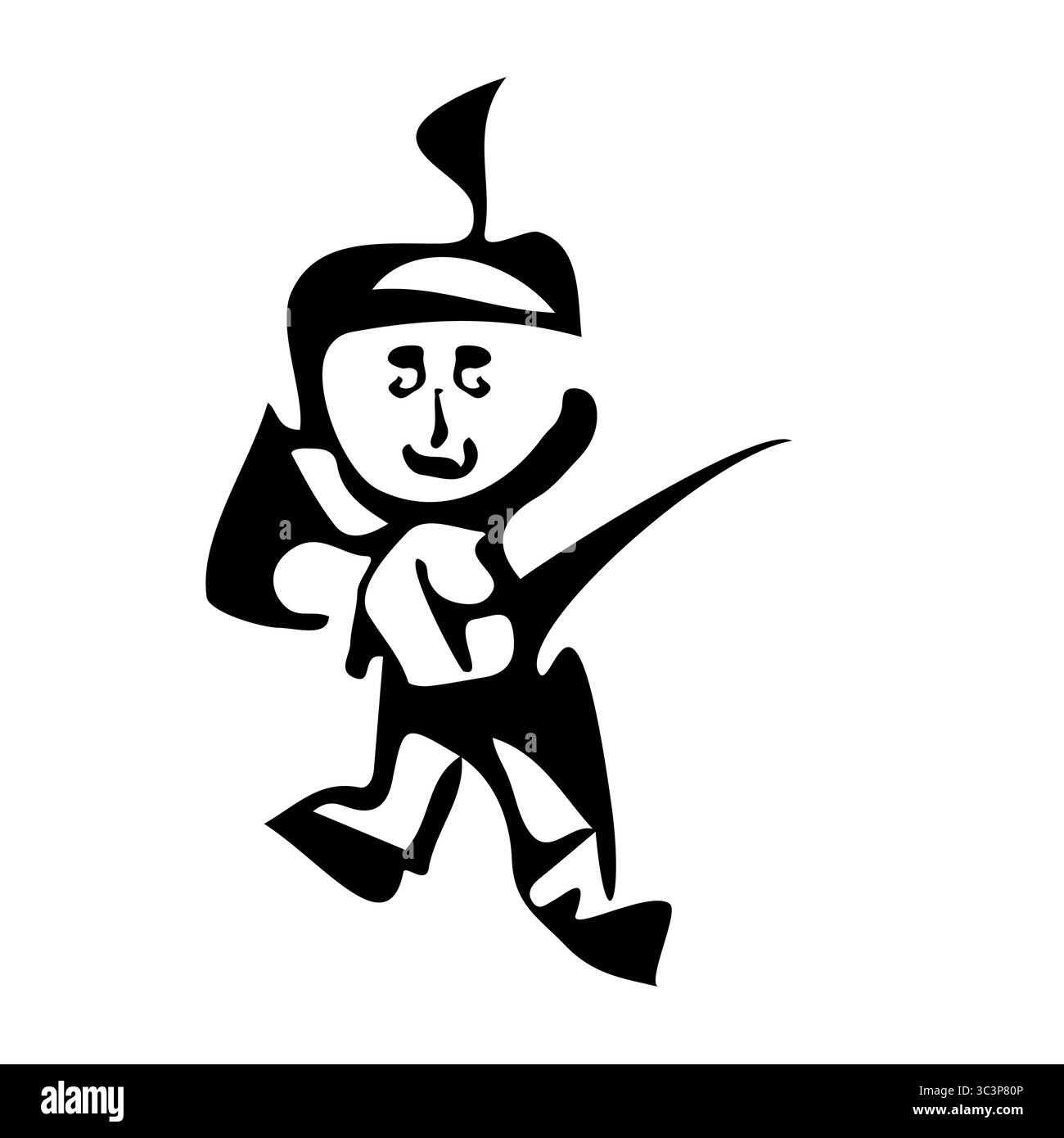 Une silhouette noire envoûtante se tient debout sur un fond blanc, tenant une épée déchiquetée avec un calme étrange. Sans caractéristique et redoutable, ce min Illustration de Vecteur