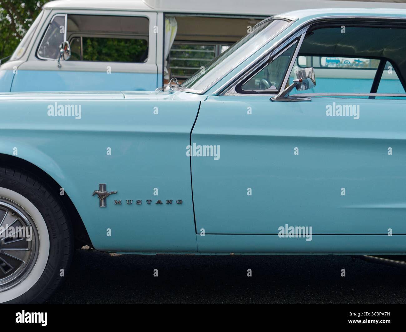 Mustang à l'événement Congleton Beartown Classic car Club au St Lawrence's Church Hall à Biddulph, Staffordshire, Angleterre. 26 juillet 2025 Banque D'Images