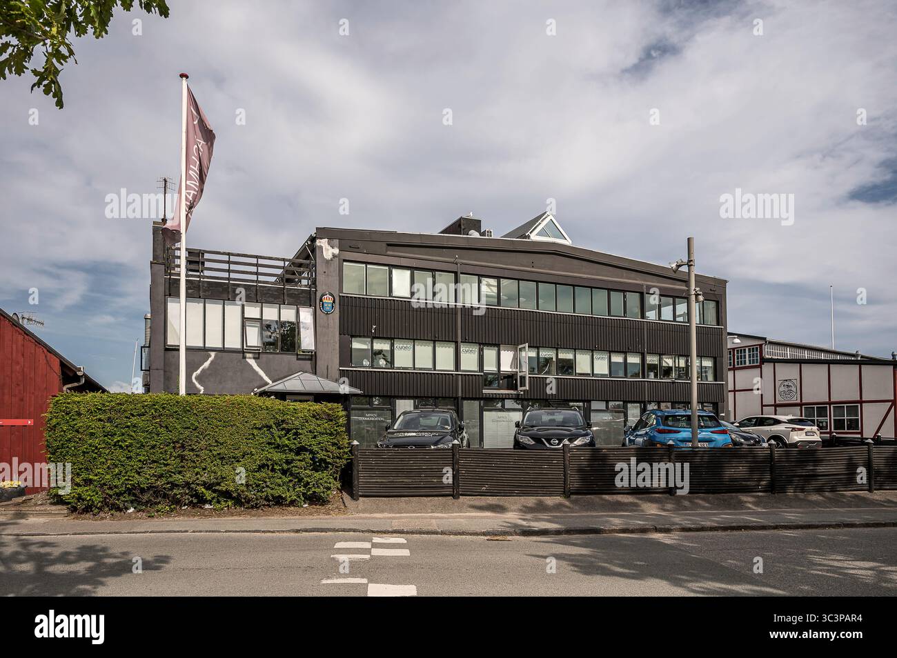 Nordhavnsvej 1A à Elsinore, Danemark, Jyly 11, 2025, le poste de police de la série télévisée les meurtres de Sommerdahl Banque D'Images