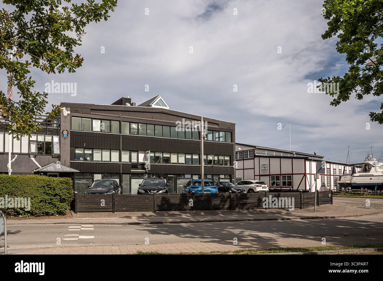 Nordhavnsvej 1A à Elsinore, Danemark, Jyly 11, 2025, le poste de police de la série télévisée les meurtres de Sommerdahl Banque D'Images