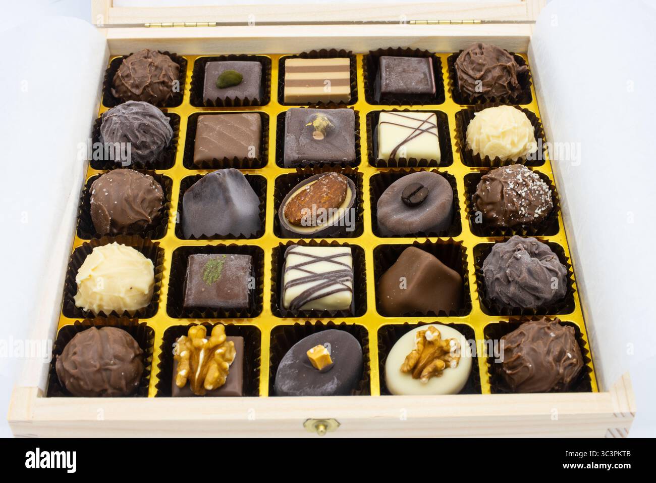 Boîte de chocolats pralinés de luxe Banque D'Images