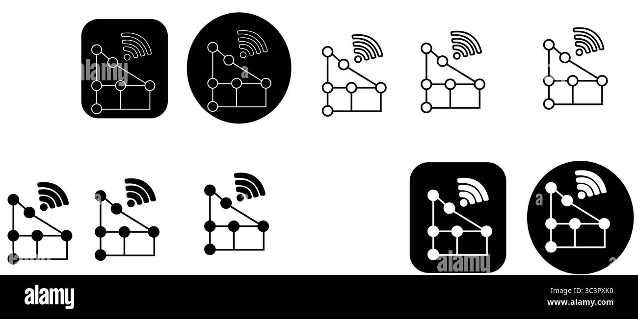 Icônes de réseau sans fil modernes de différentes formes et couleurs, prêtes pour la conception technologique et l'image de marque Illustration de Vecteur