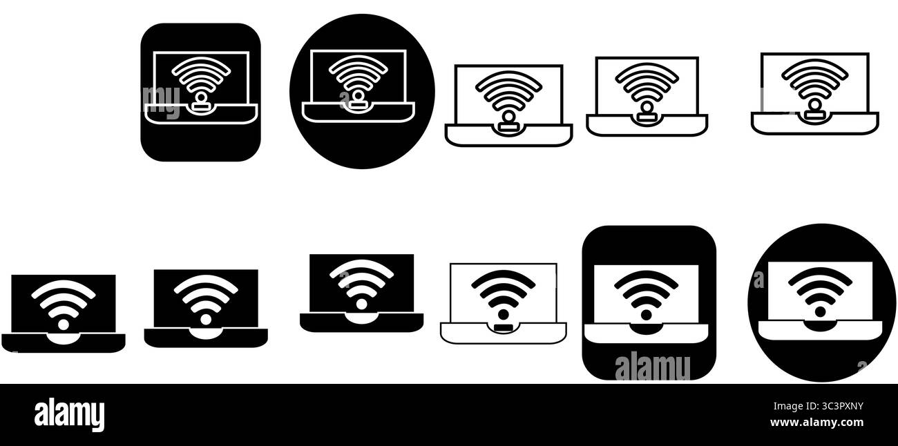 Icônes Wifi modernes sur les ordinateurs portables, parfait pour les besoins de technologie, Internet et de connectivité des entreprises Illustration de Vecteur