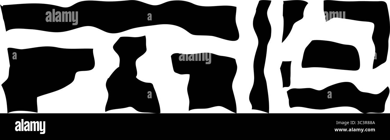 Un collage présente diverses pièces de papier noir déchiré disposées dans un design abstrait. Cette œuvre d'art représente la culture zine, mettant l'accent sur la créativité et ex Illustration de Vecteur