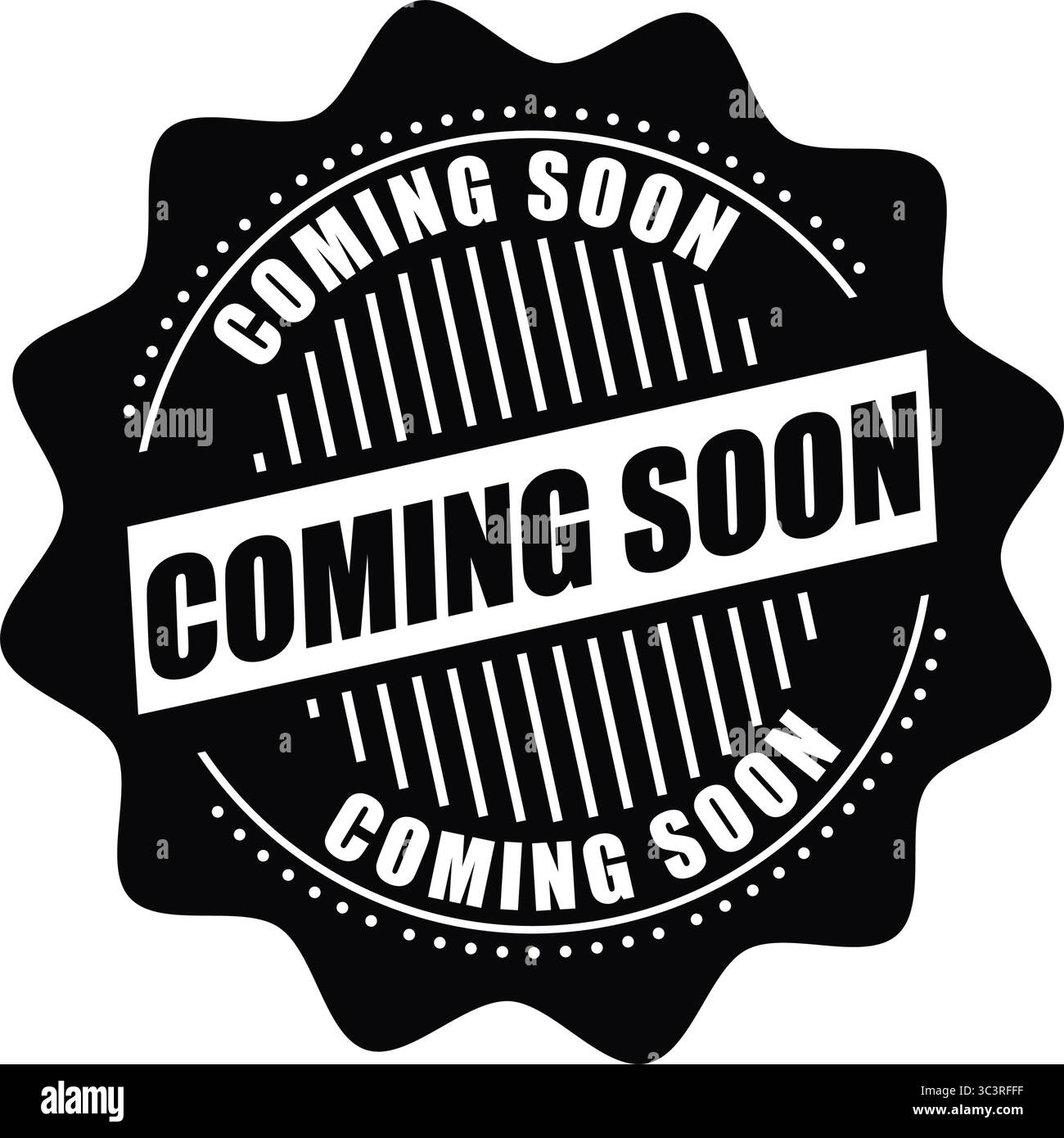 Prochainement étiquette de timbre – conception vectorielle d'annonce de nouvelle version pour les lancements de produits, les événements et les promotions marketing Illustration de Vecteur