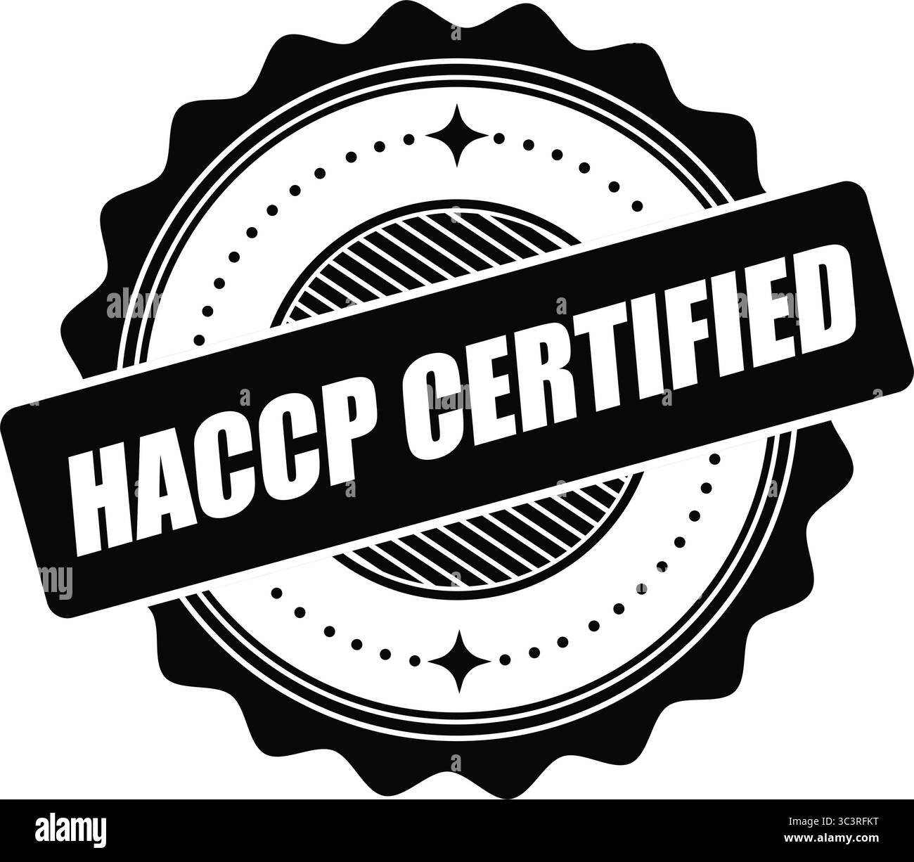 Timbre certifié HACCP – badge vectoriel de conformité à la sécurité alimentaire pour l'emballage, l'inspection et l'assurance qualité Illustration de Vecteur