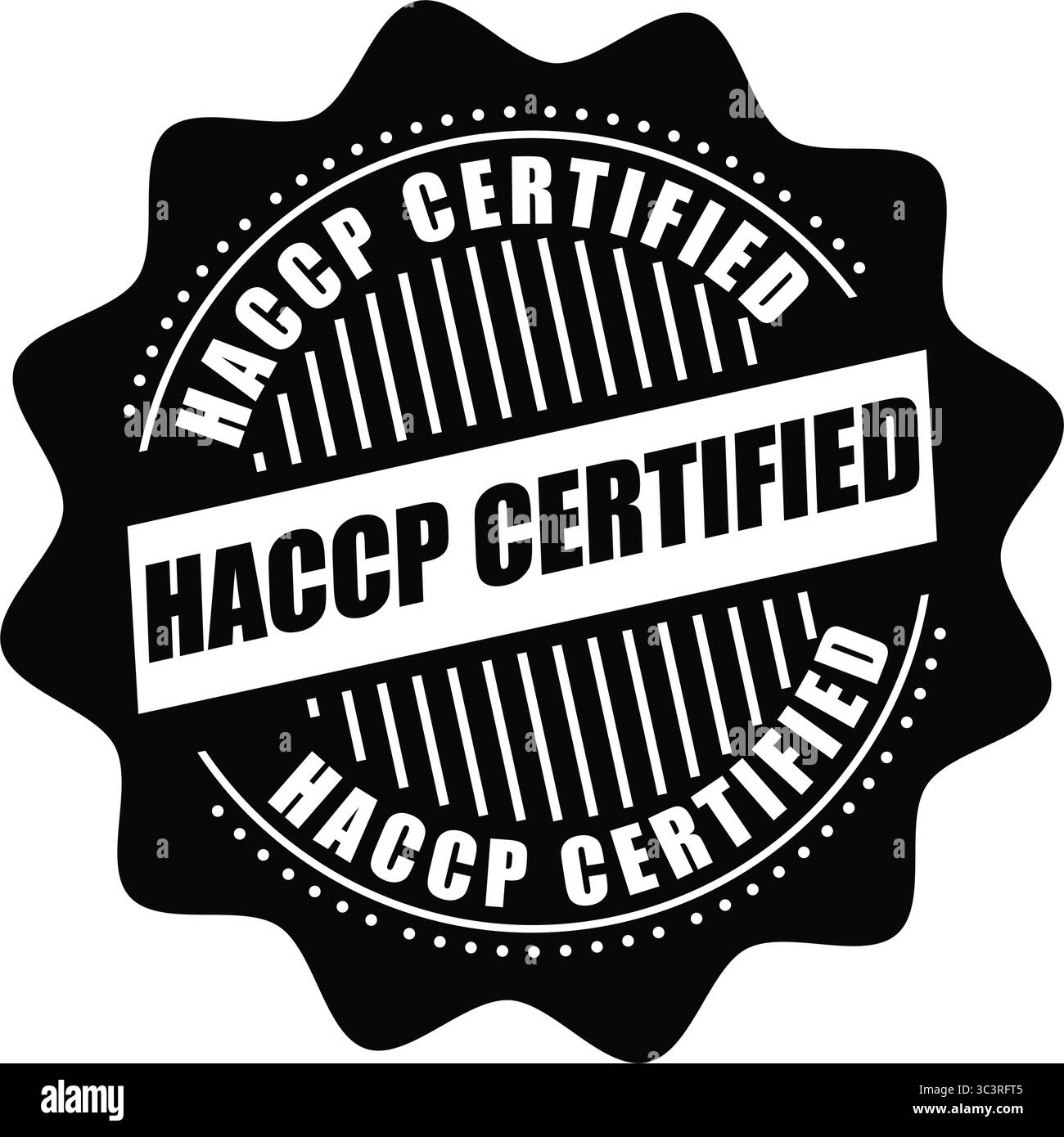 Timbre certifié HACCP – badge vectoriel de conformité à la sécurité alimentaire pour l'emballage, l'inspection et l'assurance qualité Illustration de Vecteur