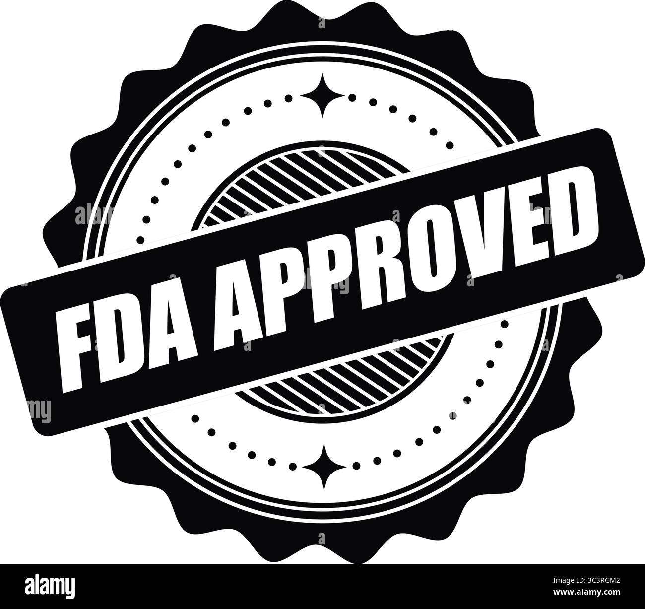 Étiquette de timbre approuvée par la FDA – conception de vecteur de sceau d'approbation officielle pour la certification médicale, pharmaceutique et de produit Illustration de Vecteur