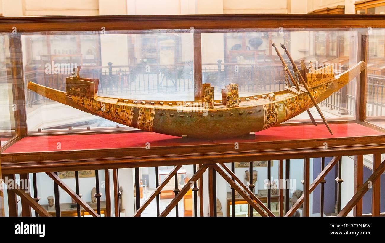 Egypte, Musée égyptien du Caire, modèle de bateau, de la tombe Amenhotep II. Maintenant dans NMEC. Banque D'Images