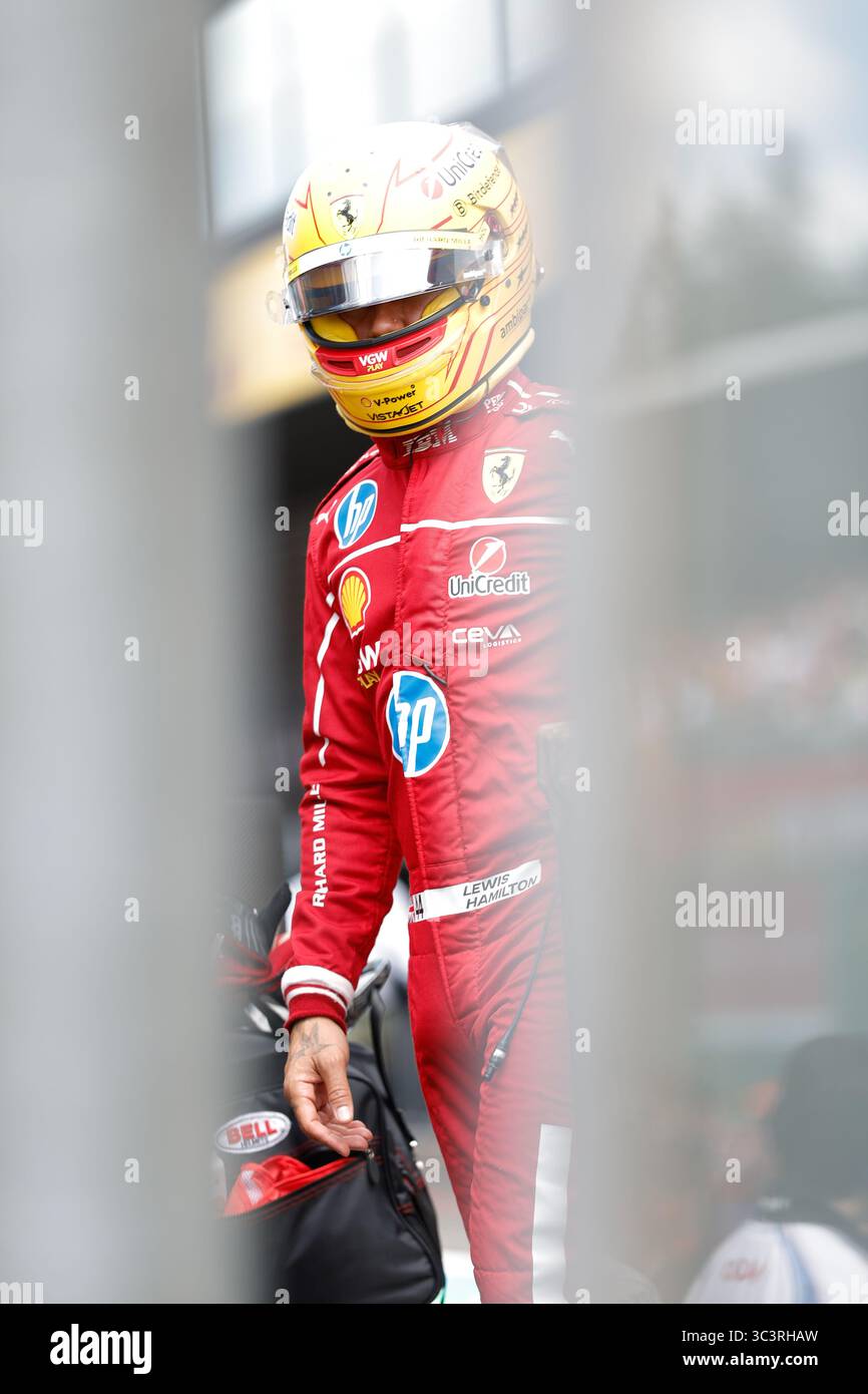 HAMILTON Lewis (gbr), Scuderia Ferrari SF-25, portrait lors du Grand Prix de Belgique de formule 1 2025, 13e manche du Championnat du monde FIA de formule 1 2025 du 25 au 27 juillet 2025 sur le circuit de Spa-Francorchamps, à Stavelot, Belgique Banque D'Images