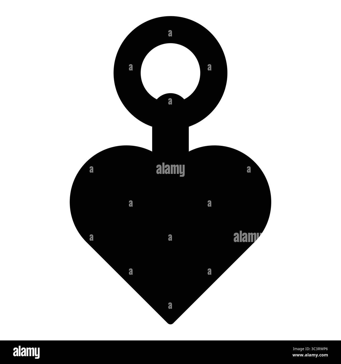 Cette image présente une silhouette élégante d'un pendentif coeur avec une boucle, parfait pour la conception de bijoux. Idéal pour les projets créatifs, les présentations et les lov Illustration de Vecteur