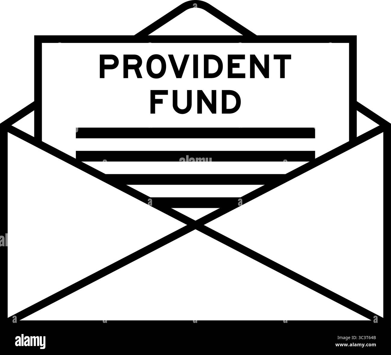 Enveloppe et lettre signe avec le mot fonds de prévoyance comme titre Illustration de Vecteur