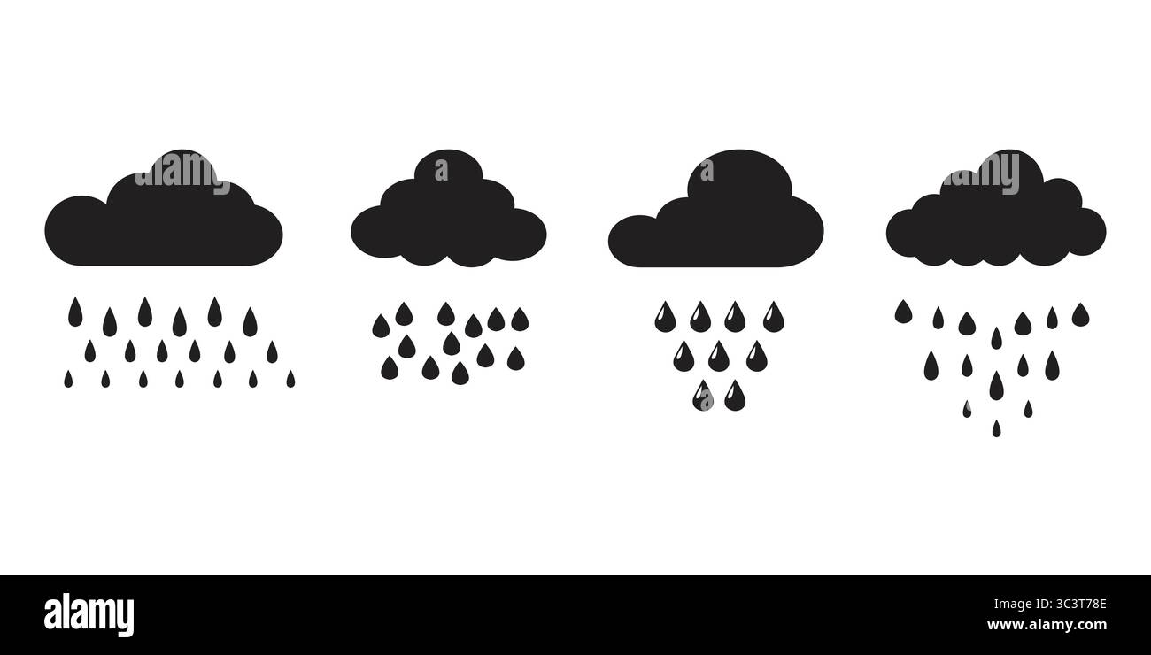 Illustration d'un nuage avec des gouttes de pluie, parfait pour représenter la météo pluvieuse, les prévisions, les visuels climatiques, les thèmes saisonniers, la conception liée à la météorologie. Illustration de Vecteur
