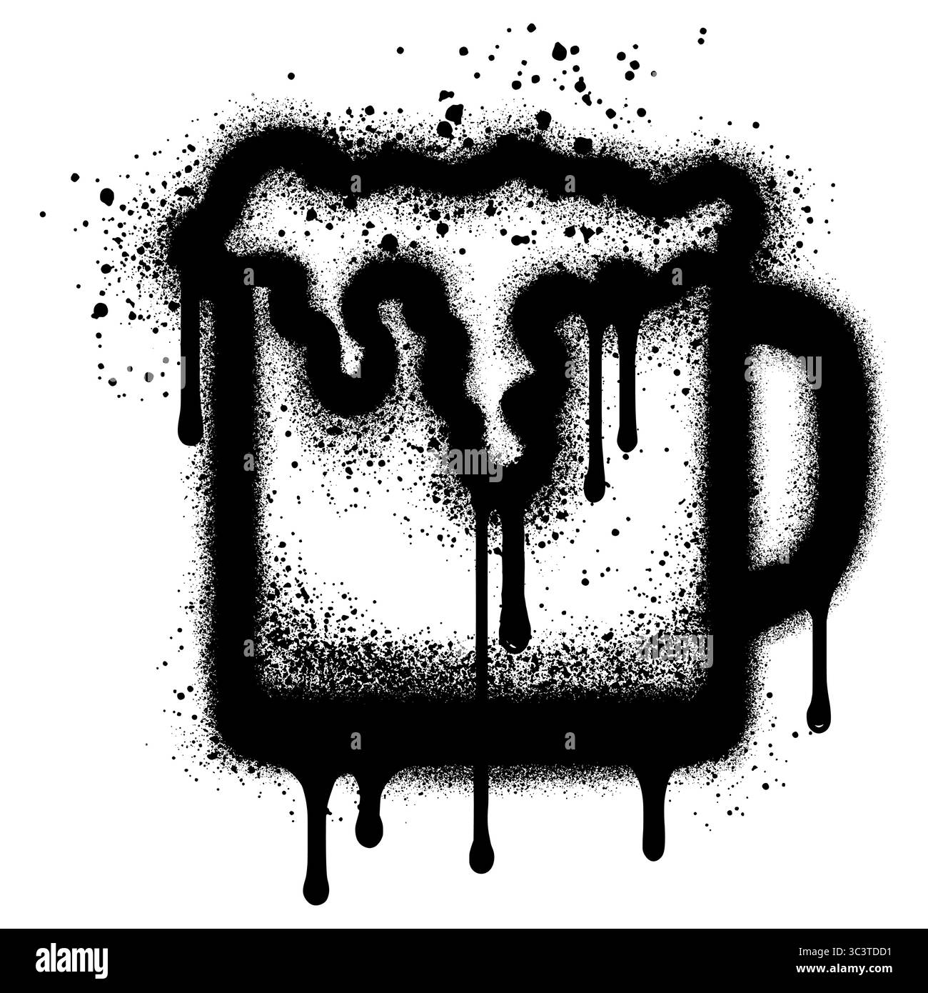 Gobelet graffiti avec peinture en aérosol noire.illustration vectorielle. Illustration de Vecteur