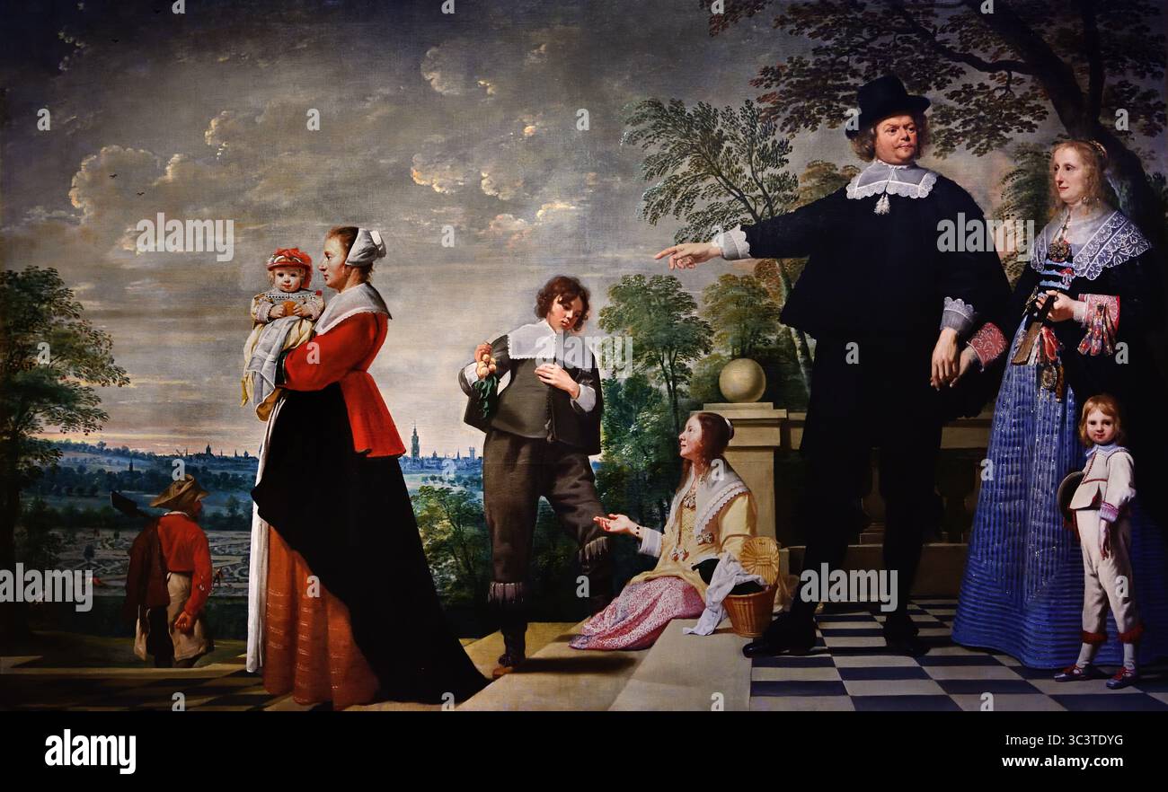 Portrait d'une famille Bruges 1645 XVIe siècle par Jacob (I) van Oost Groeningemuseum, musée municipal, Bruges, Belgique, Belgique, flamand, Banque D'Images