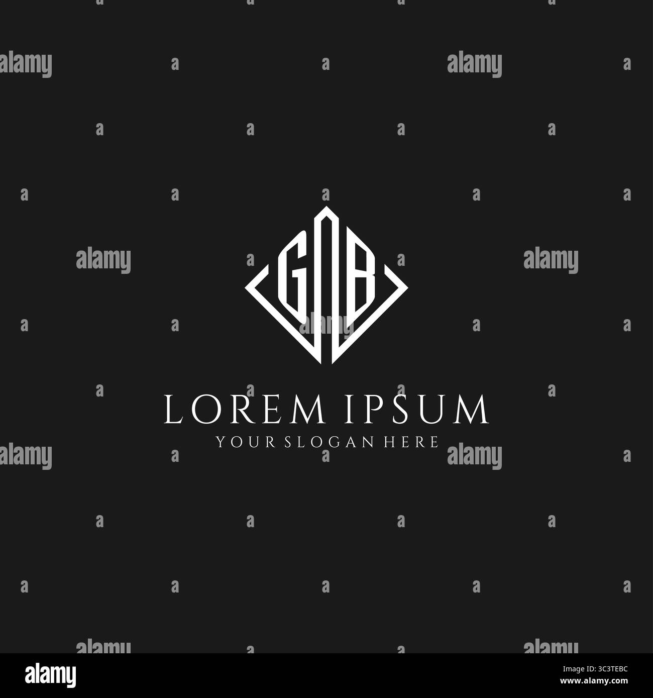 Lettre GB logo avec graphique vectoriel de style de design carré losange Illustration de Vecteur