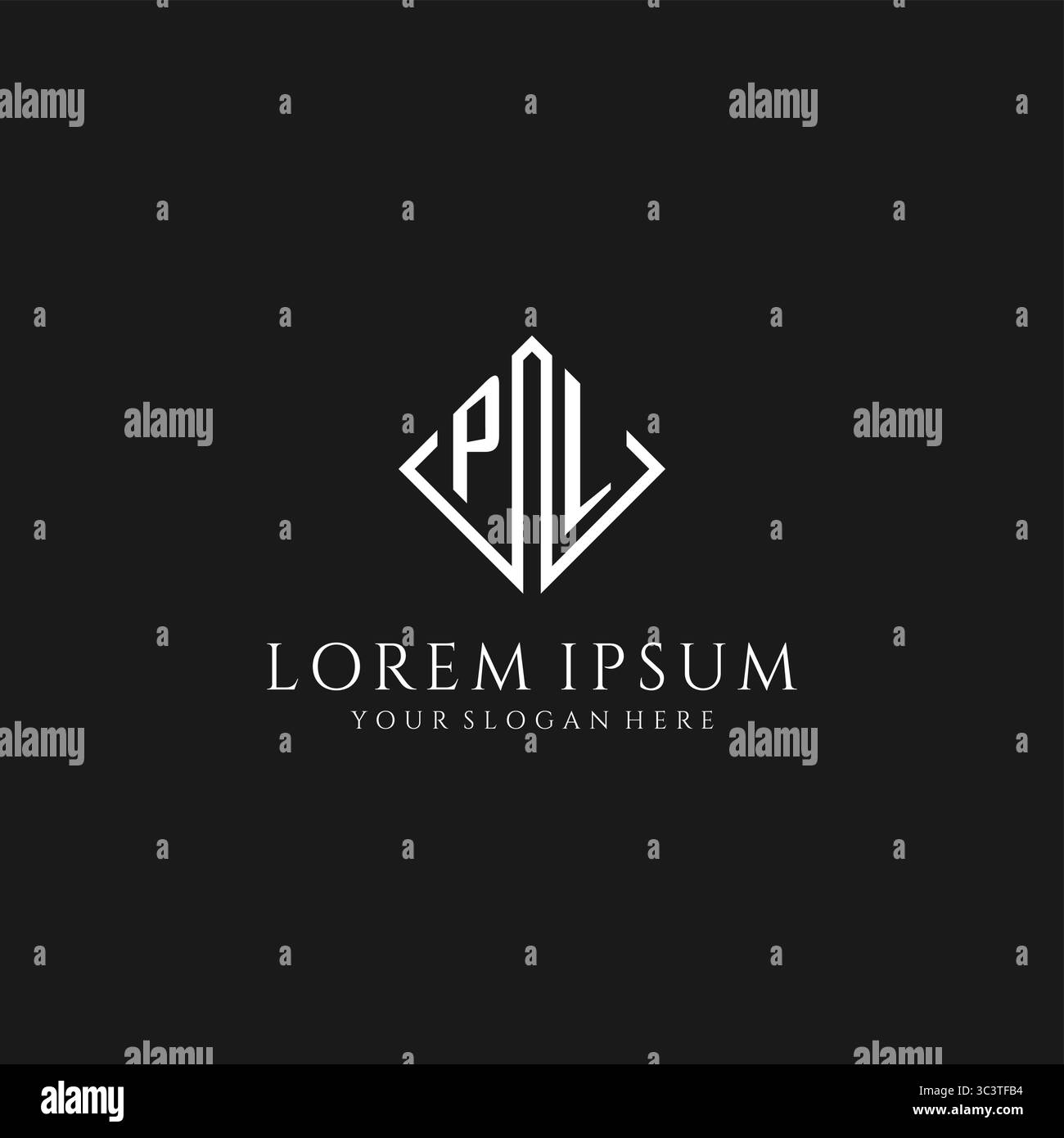 Logo PL lettre avec graphique vectoriel de style de design carré losange Illustration de Vecteur