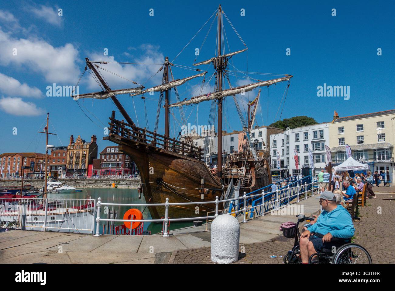 NAO Santa María, grandeur nature, réplique, Christophe Colomb, amarrage, Ramsgate, Kent, Angleterre Banque D'Images