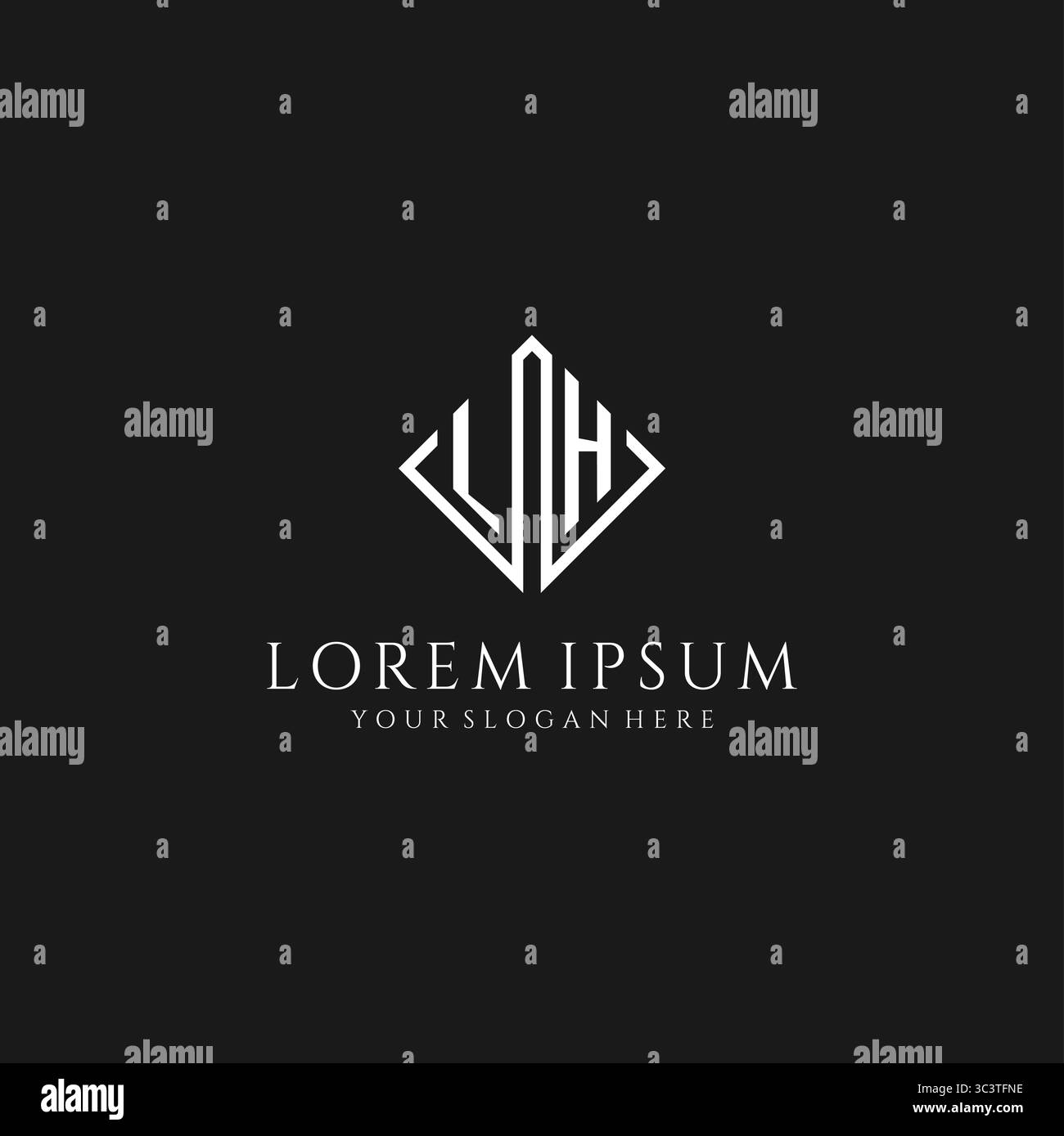 Lettre LH logo avec graphique vectoriel de style de design carré losange Illustration de Vecteur