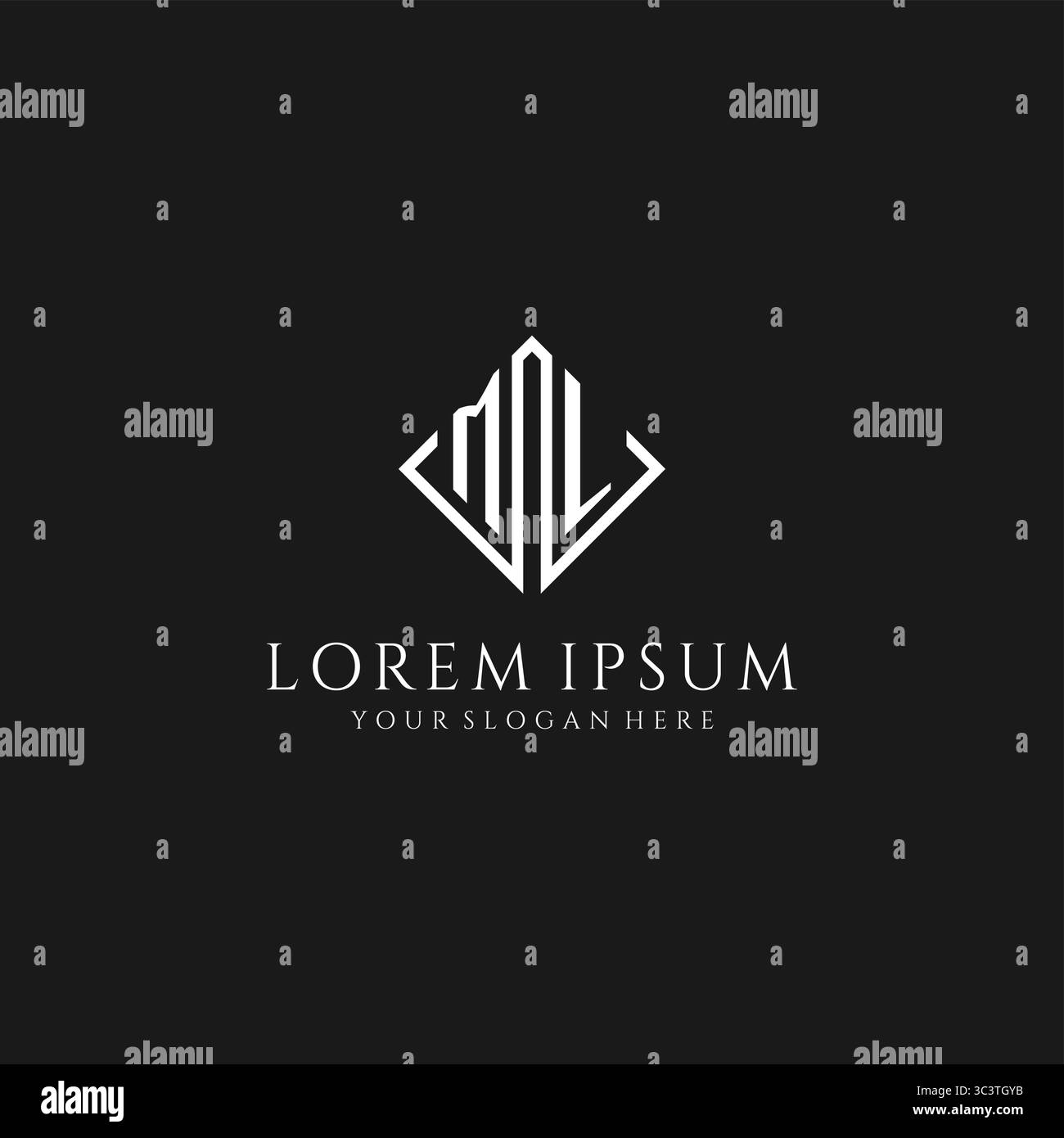 Lettre ML logo avec graphique vectoriel de style de design carré losange Illustration de Vecteur