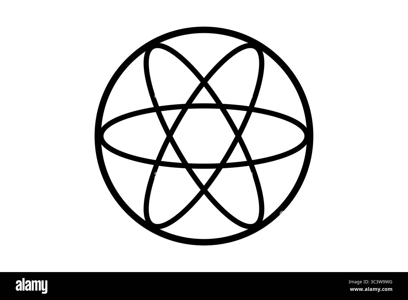 Genesa Crystal, symbole de géométrie sacrée sphérique, quatre cercles tissés formant une sphère composée, des outils potentiellement puissants pour personnel et planétaire Illustration de Vecteur