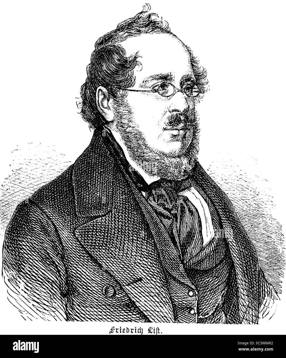 Friedrich List (1789 - 1846), économiste allemand et théoricien politique, homme politique, entrepreneur et diplomate, Allemagne, Illsutration 1886 Banque D'Images
