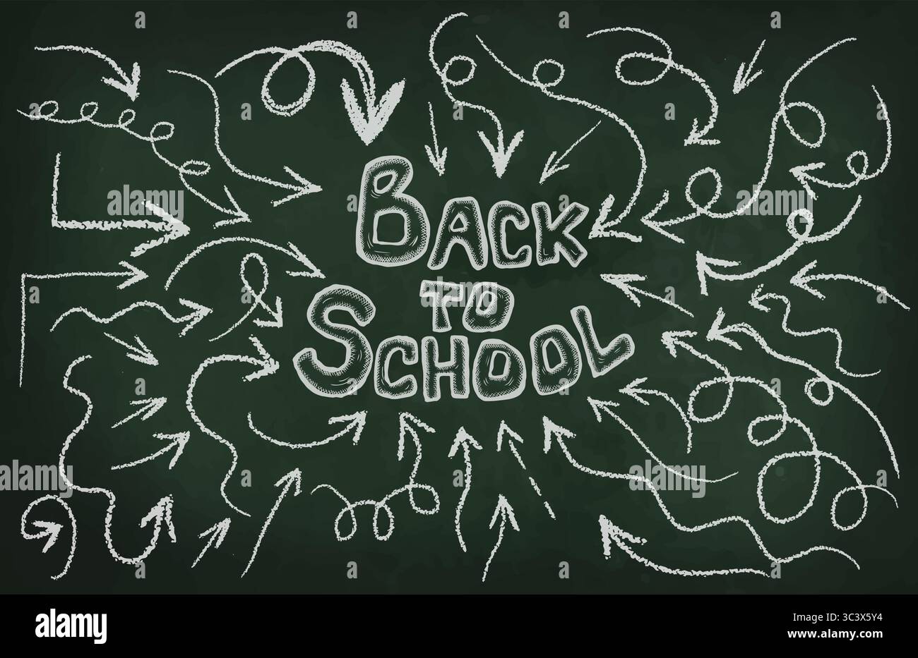 Retour à l'école. Flèches dessinées sur le tableau. illustration vectorielle. Fait main, pas IA Illustration de Vecteur