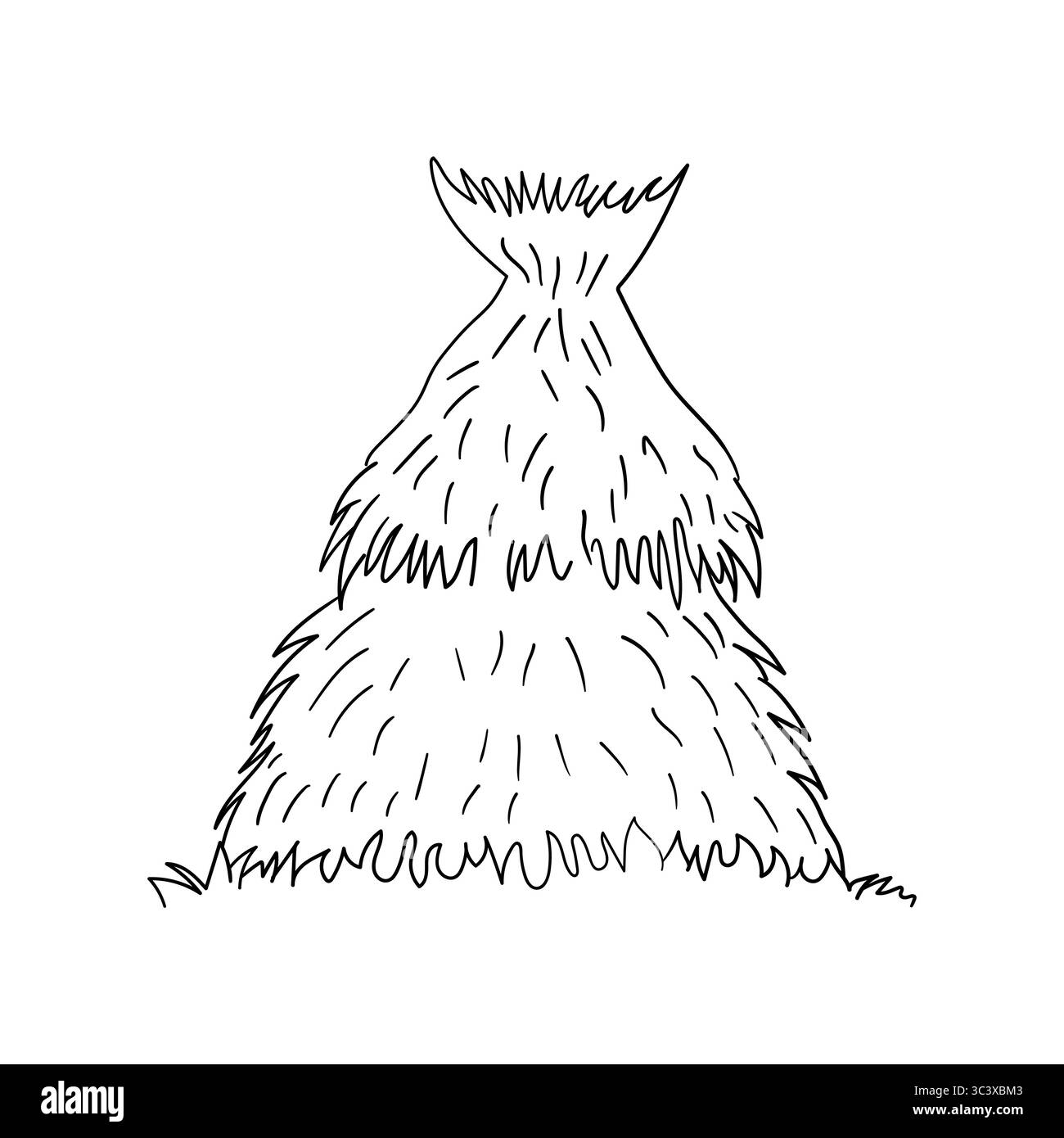 Illustration vectorielle de doodle dessinée à la main d'une botte de foin. Croquis rustique parfait pour la conception de ferme, les thèmes de récolte, le décor rural, les produits écologiques Illustration de Vecteur