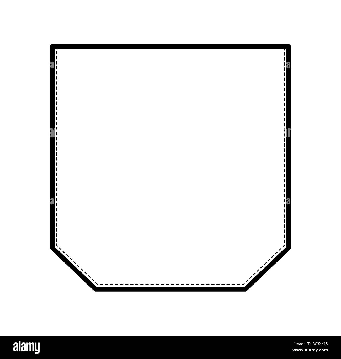 U-line Top-Stitched Patch Pocket illustration de mode technique. Vue avant du modèle de vêtement plat. Femmes, hommes unisexe article de style CAD maquette isolé sur fond blanc Illustration de Vecteur