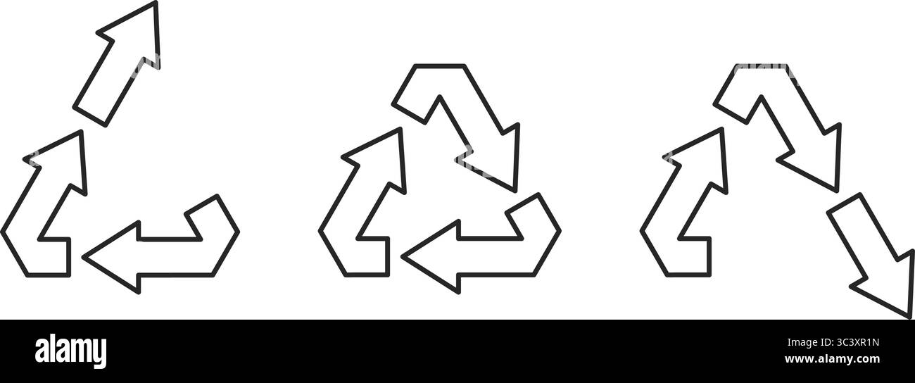 Upcycling, recyclage et downcycling symboles vectoriels d'icône de contour Illustration de Vecteur