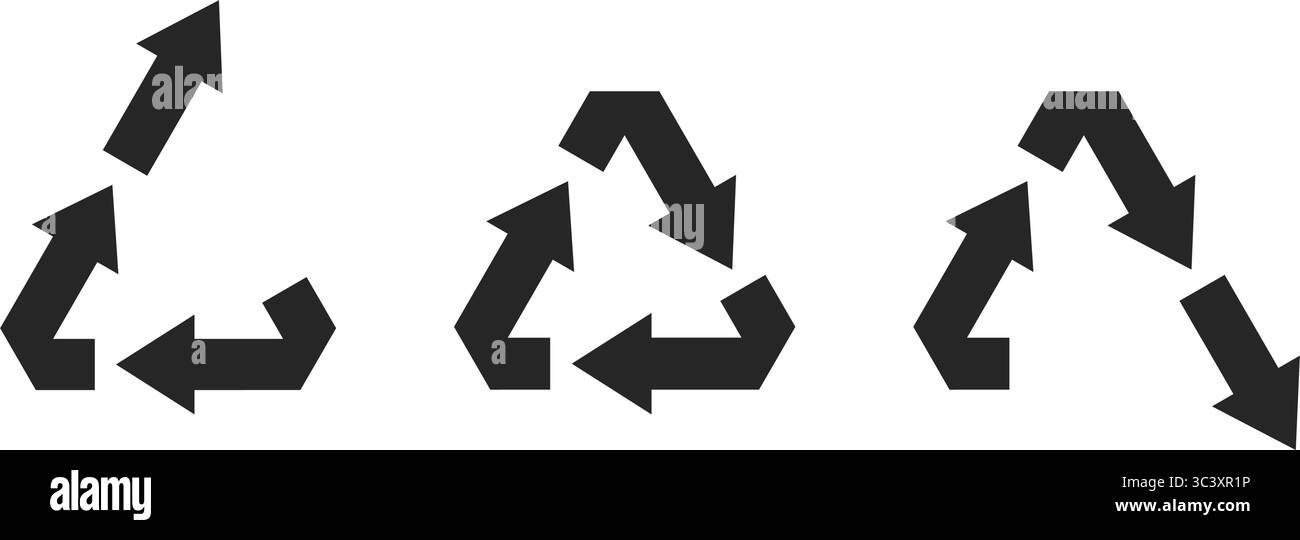 Upcycling, recyclage et downcycling symboles vectoriels d'icône de remplissage noir Illustration de Vecteur