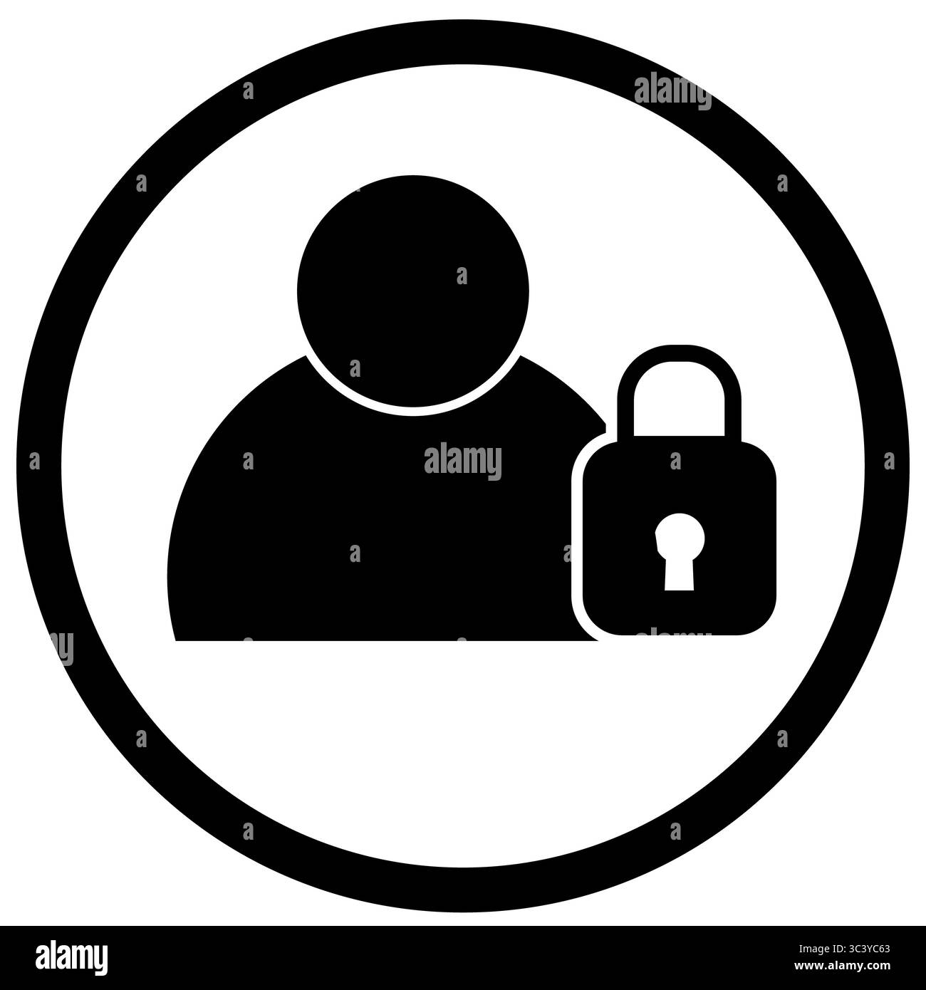 icône gel du compte. utilisateur avec signe de verrouillage. symbole de protection individuelle. style plat. Banque D'Images