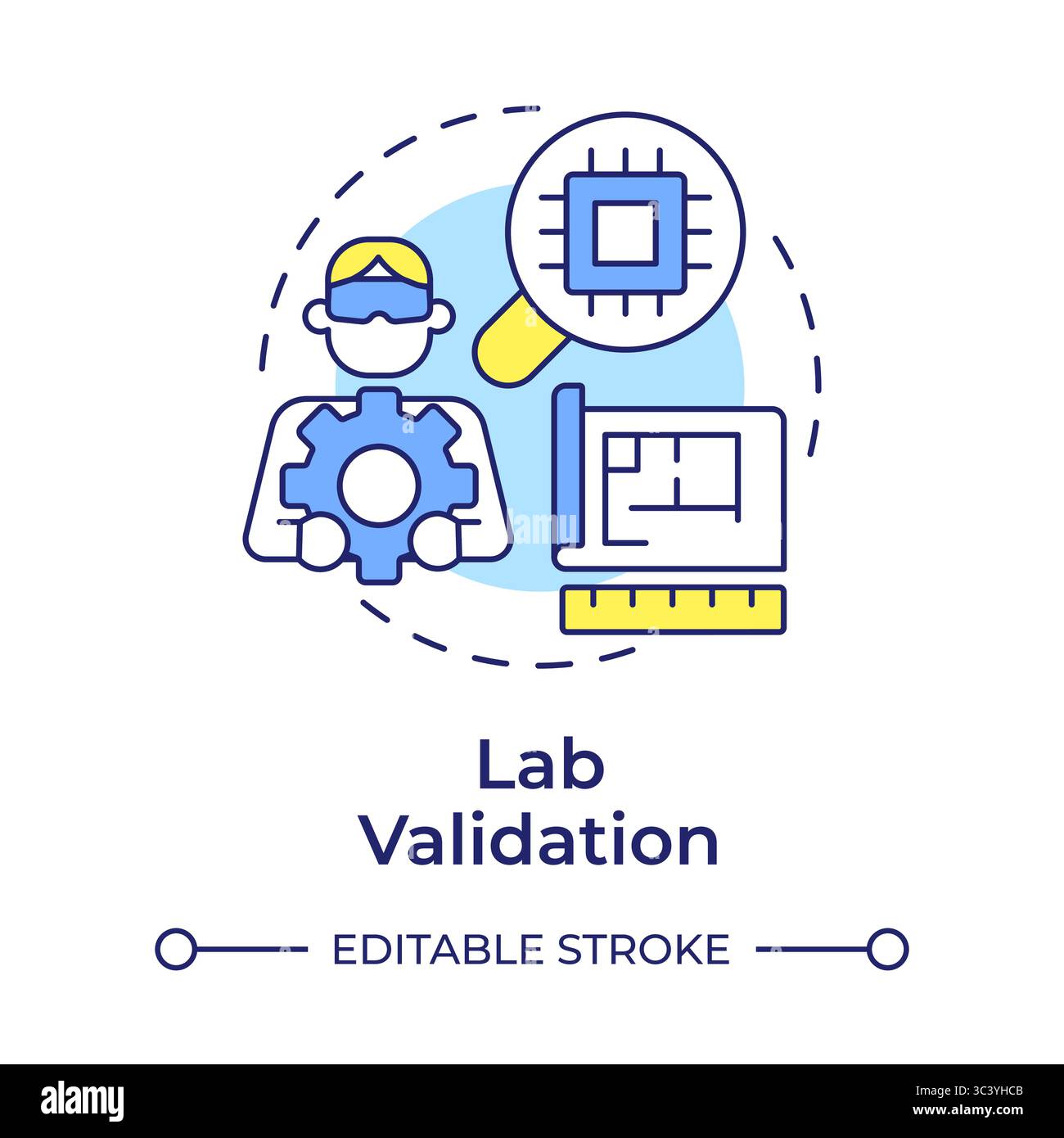 Icône de concept multicolore de validation Lab Illustration de Vecteur