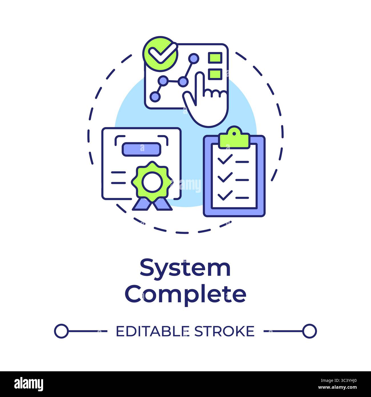 Icône de concept multicolore complet du système Illustration de Vecteur