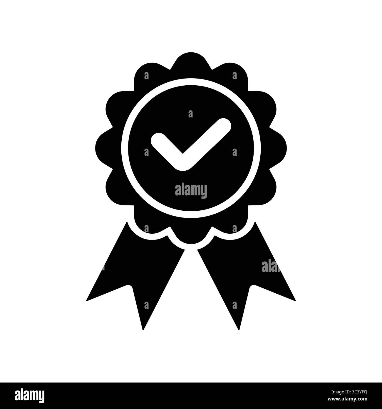 Icône badge vérifié – symbole de coche du ruban de certification Illustration de Vecteur