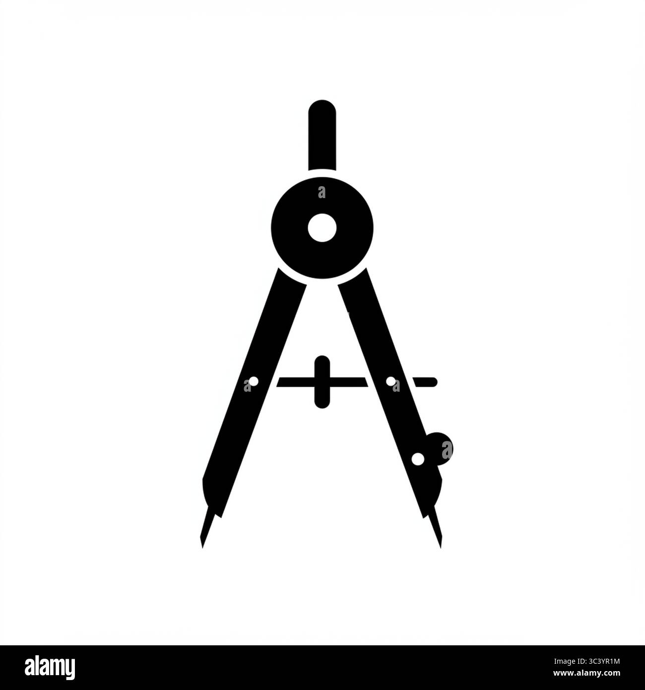 Icône graphique noire du compas à deux aiguilles – illustration vectorielle isolée sur fond blanc Illustration de Vecteur