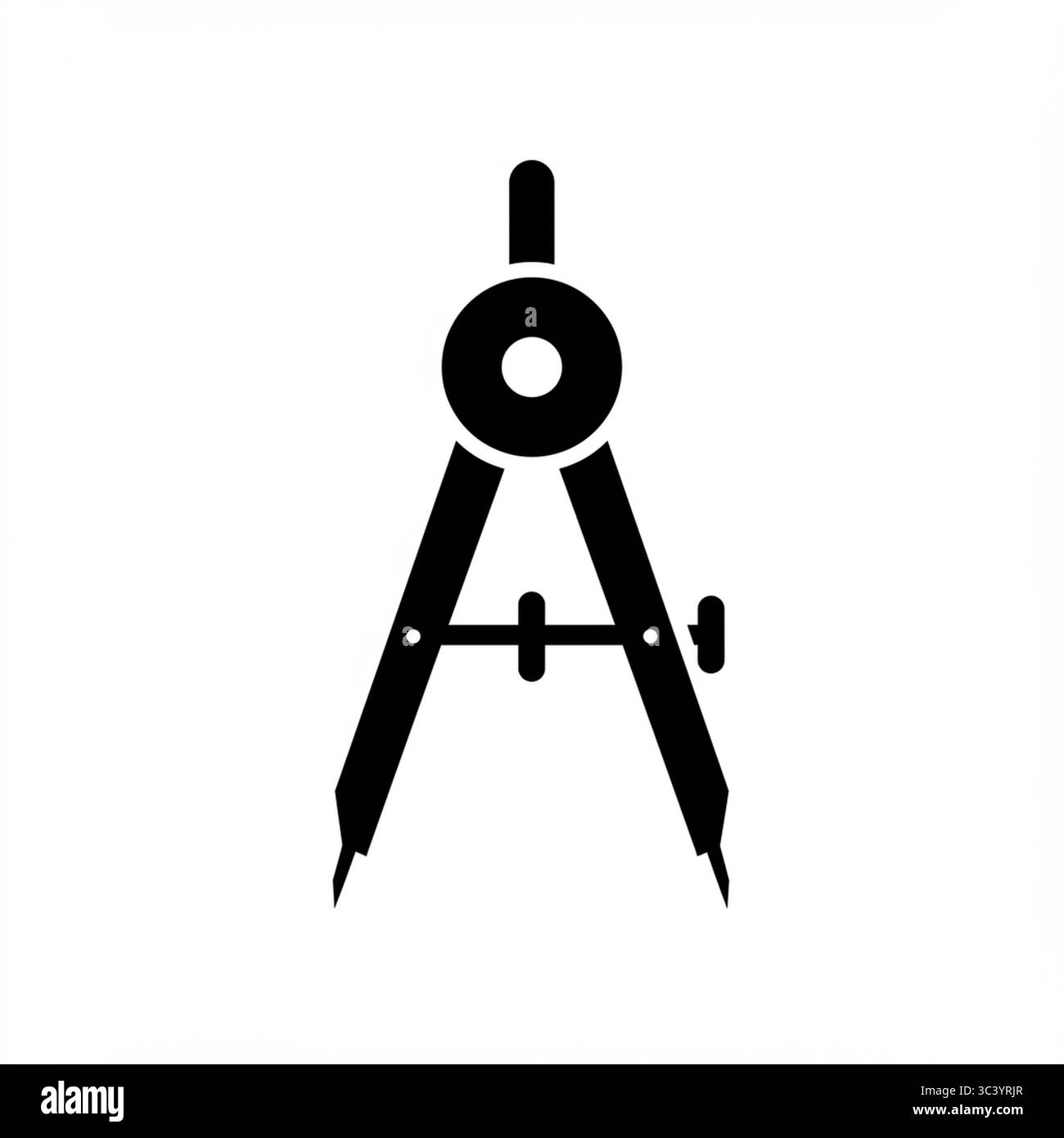 Icône graphique noire du compas à deux aiguilles – illustration vectorielle isolée sur fond blanc Illustration de Vecteur