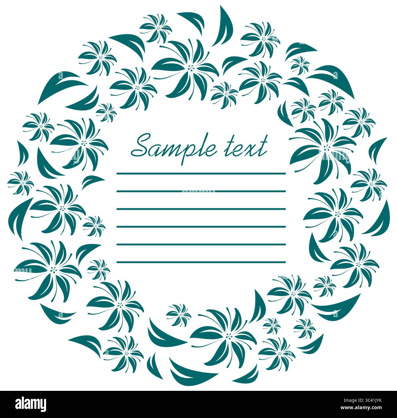 Un cadre rond avec les lys stylisés. Illustration de Vecteur