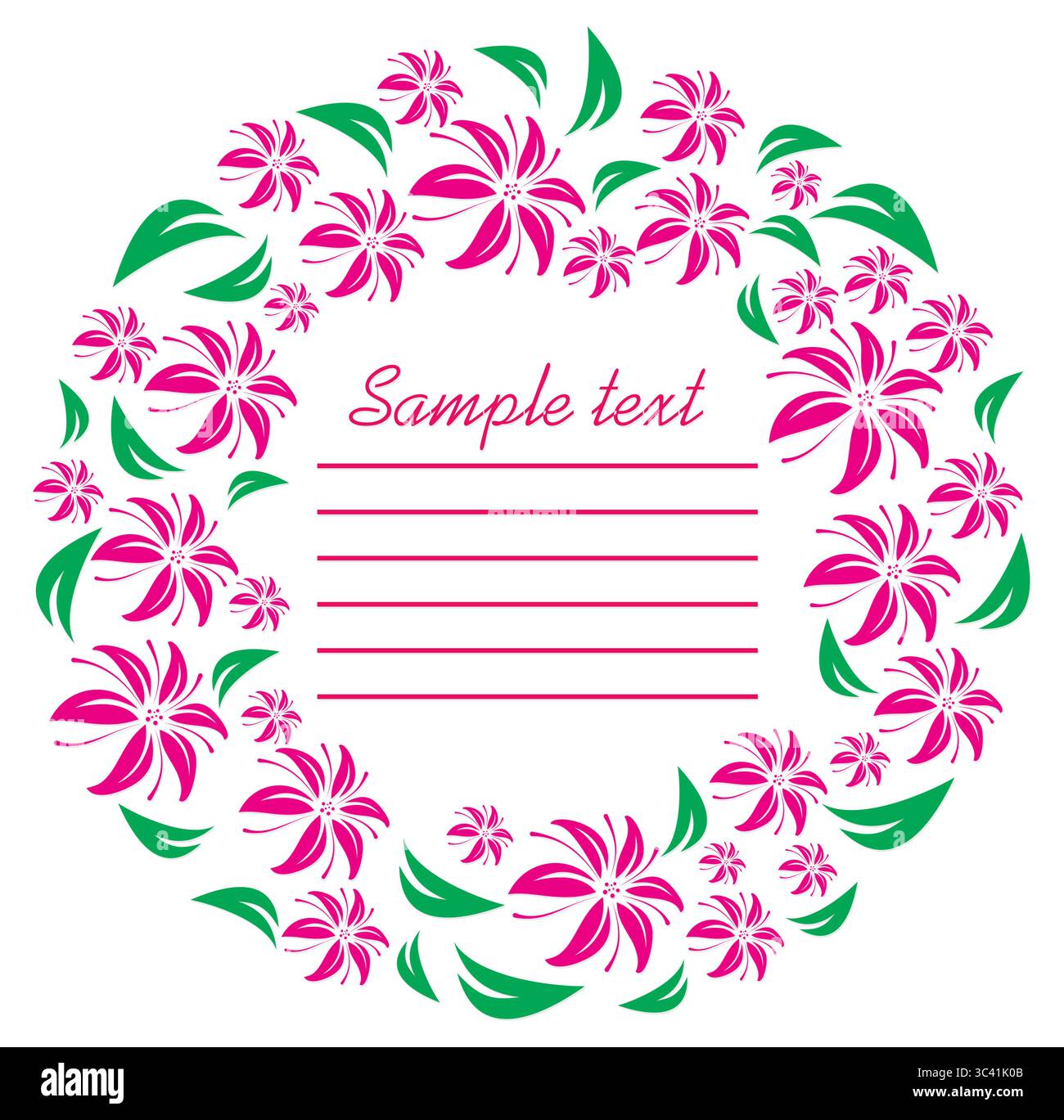 Un cadre rond avec les lys stylisés. Illustration de Vecteur