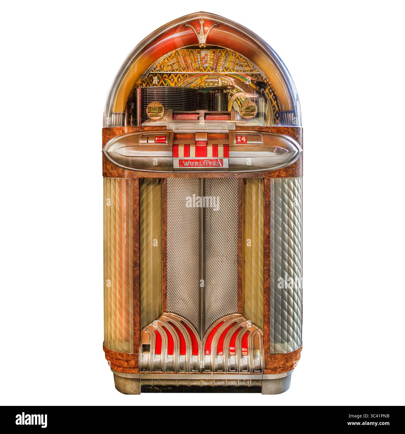 Drempt, pays-Bas - 1er janvier 2024 : juke-box Wurlitzer isolé et vieilli à Drempt, pays-Bas Banque D'Images