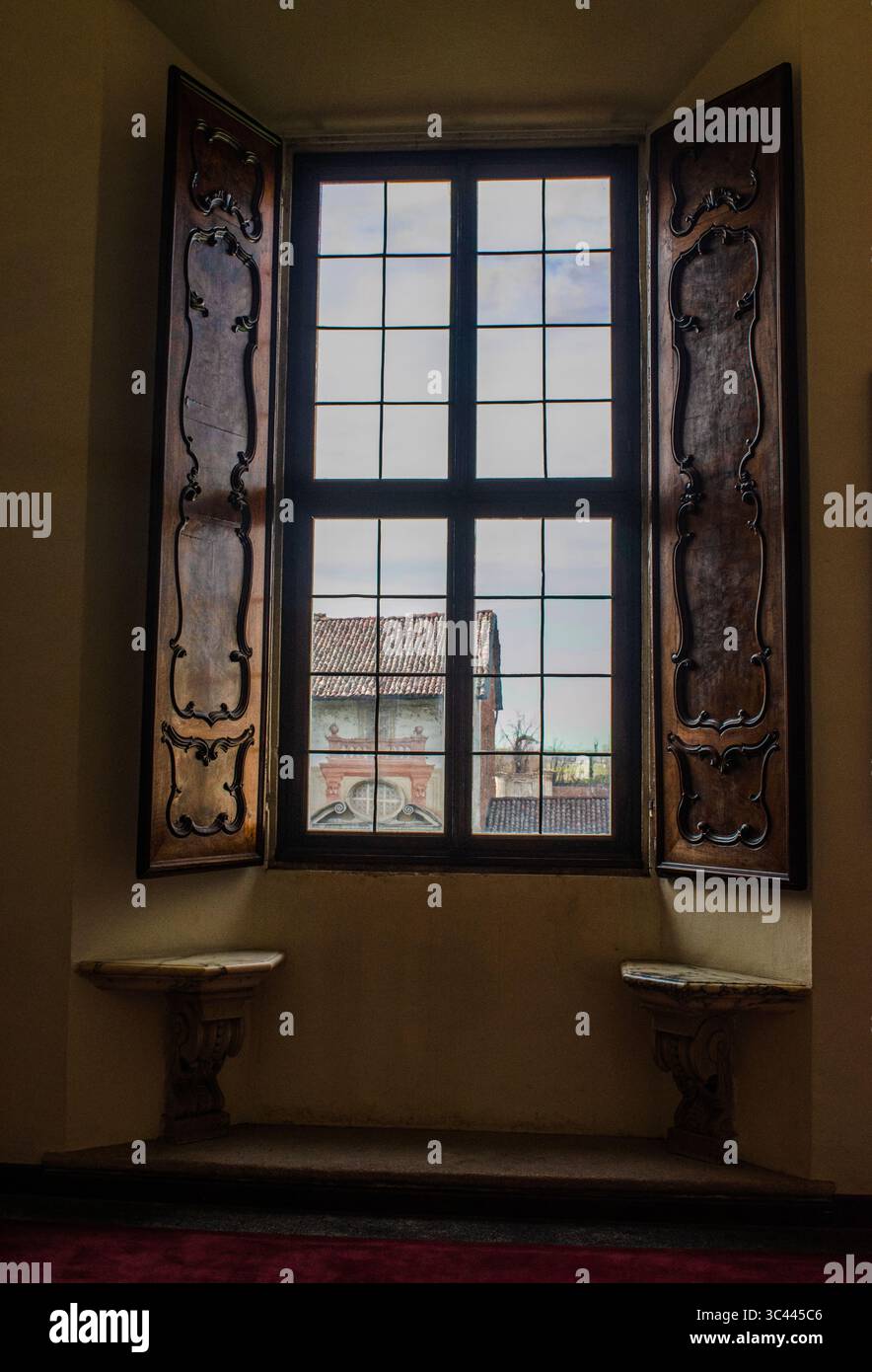 Italie : Détails du Musée Certosa di Pavia, qui conserve et expose toutes les œuvres d'art de la Certosa di Pavia, complexe monastère de Lombardie Banque D'Images