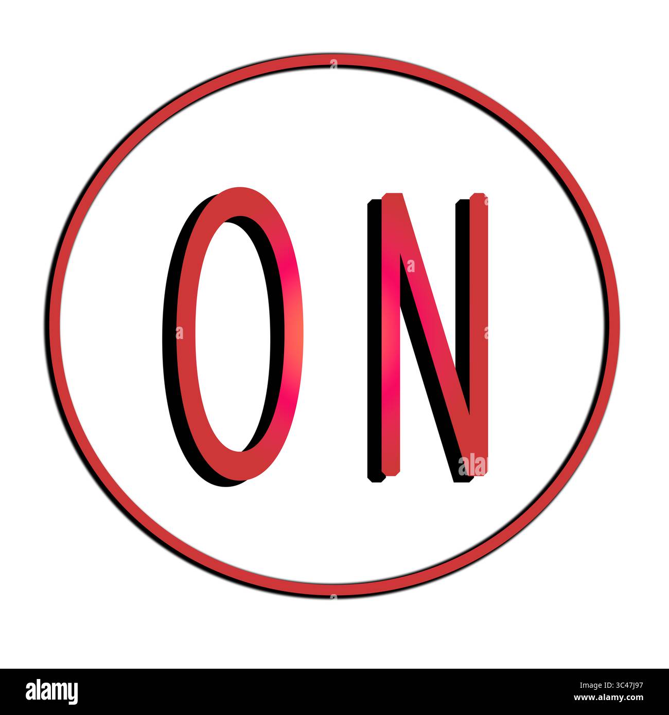 Ballon Web et application en forme de cercle avec le mot ON écrit dessus. Icône pour les projets. Illustration. Forme, géométrie. Mots Banque D'Images