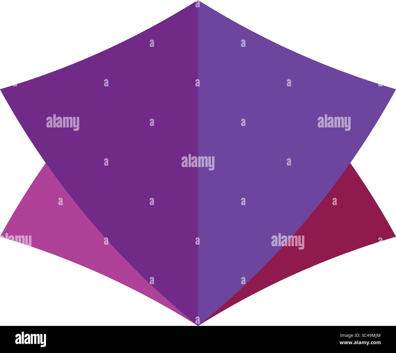Un design géométrique captivant avec des triangles superposés dans des tons violets et roses vifs sur un fond blanc. Illustration de Vecteur