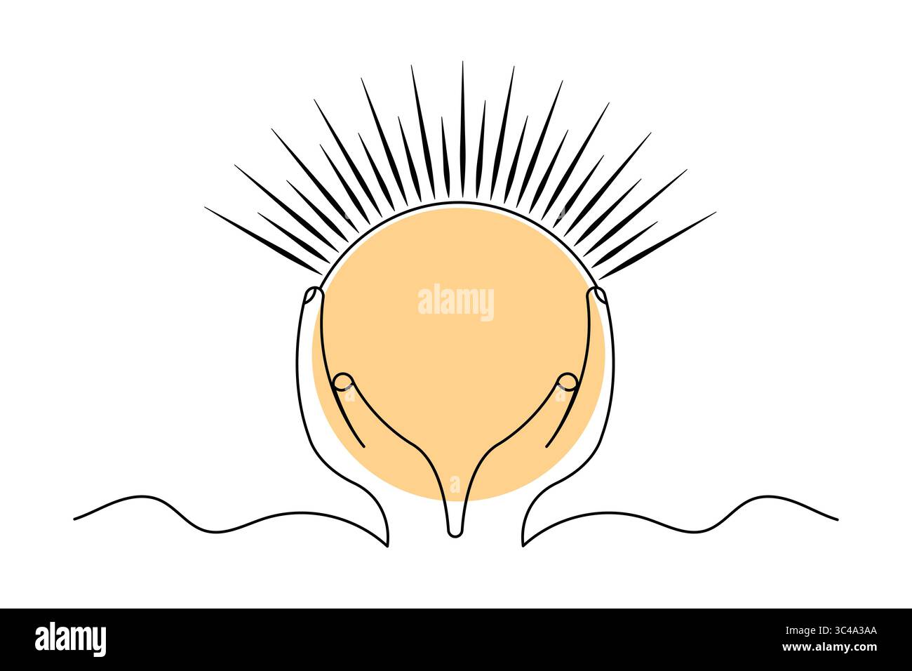 Icône de coucher de soleil dessin continu d'une ligne style minimaliste illustration de contour isolé Illustration de Vecteur