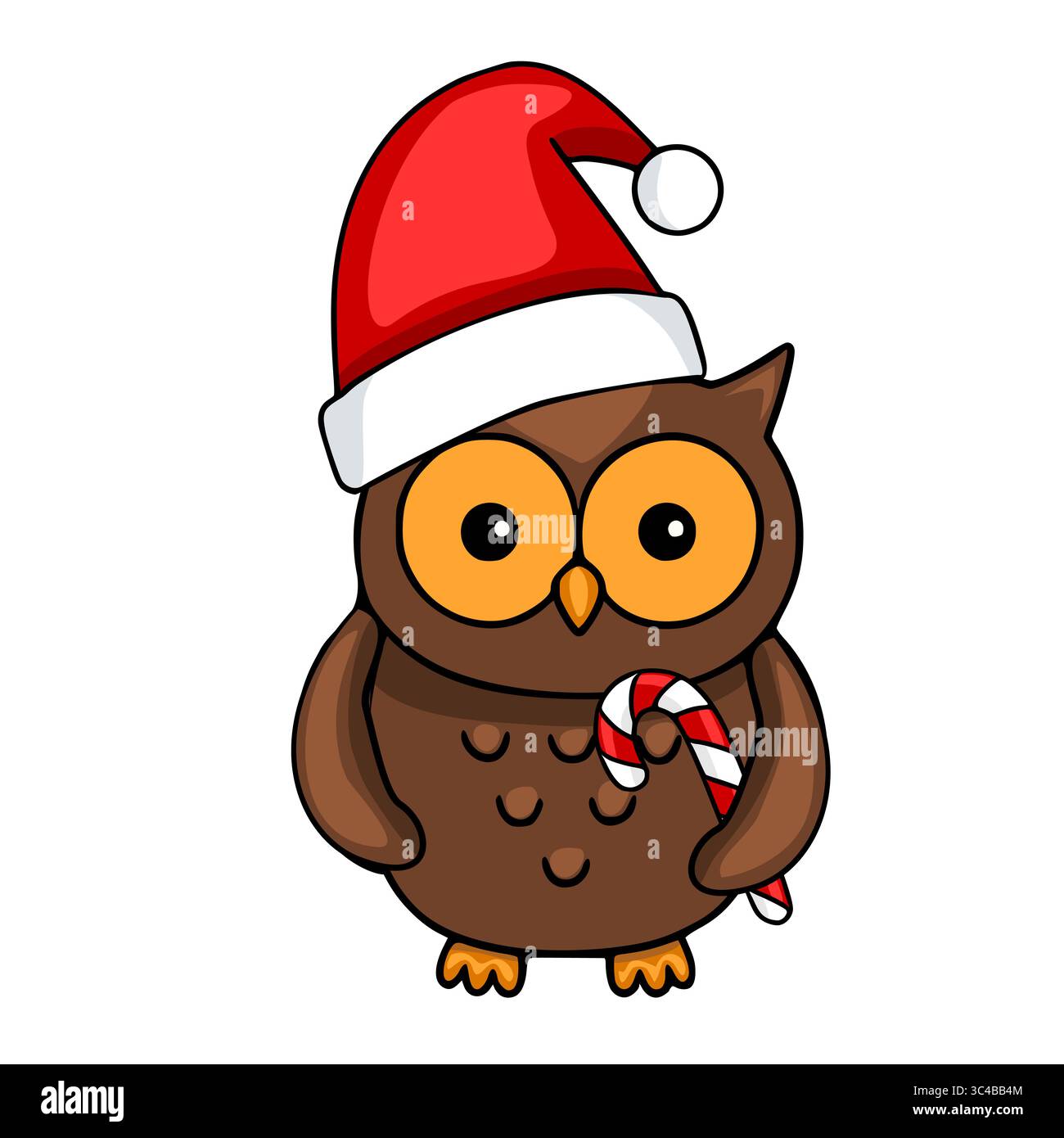 Illustration vectorielle adorable d'un hibou brun portant un chapeau de Père Noël et tenant une canne à bonbons, parfait pour les conceptions sur le thème de Noël. Illustration de Vecteur Illustration vectorielle adorable d'un hibou brun portant un chapeau de Père Noël et tenant une canne à bonbons, parfait pour les conceptions sur le thème de Noël. Illustration de Vecteur