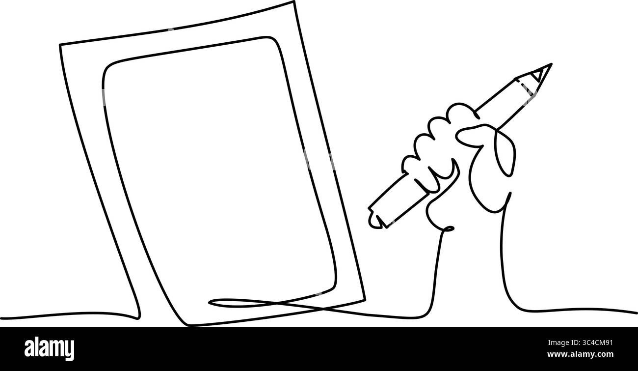 Main avec tablette et icône de contour de stylo de dessin avec des boutons et des réflexes. Illustration de Vecteur