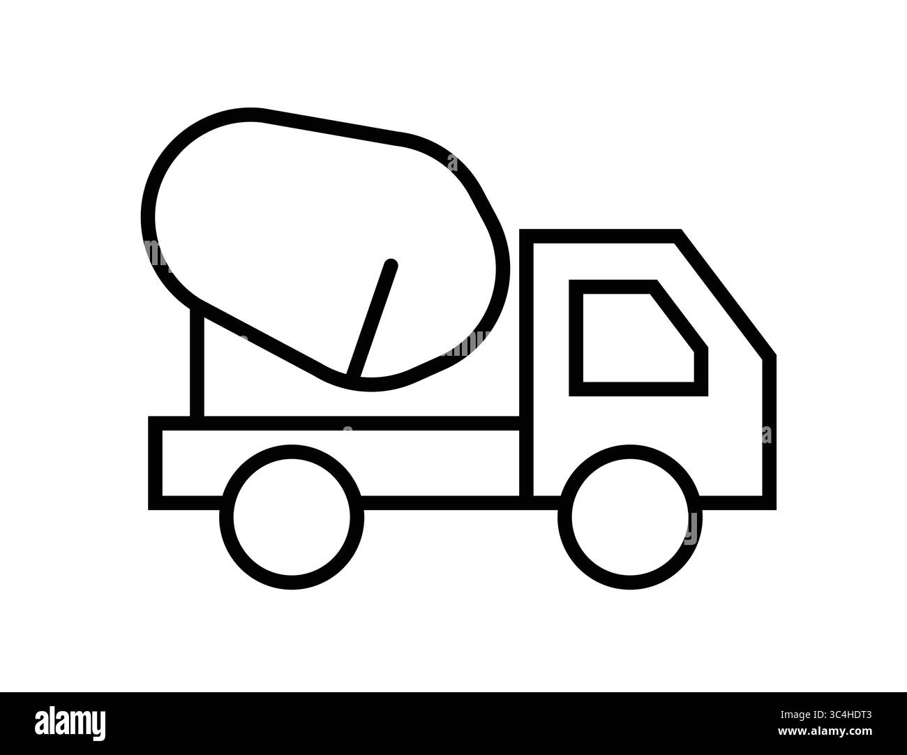 Ce dessin au trait simple représente un camion malaxeur de ciment, idéal pour la construction et les projets industriels. Une image polyvalente pour diverses utilisations dans la conception. Illustration de Vecteur