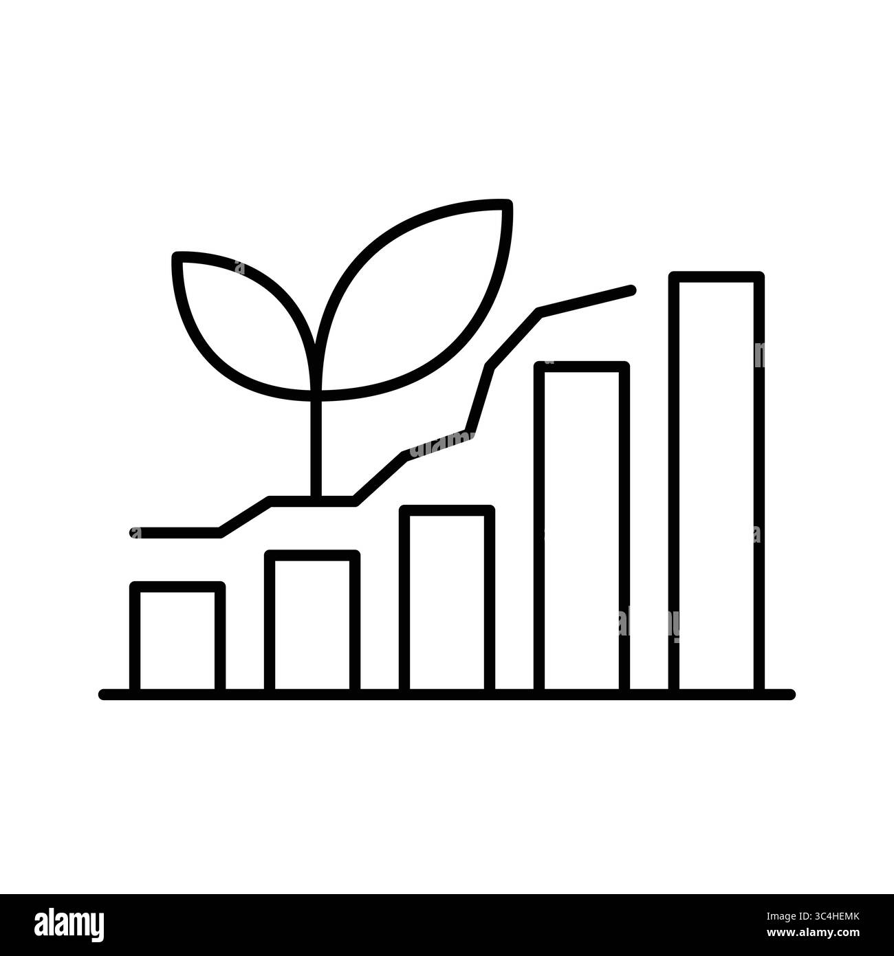 Cette illustration présente un graphique de croissance à côté d'un symbole végétal, représentant le progrès et la durabilité dans le développement économique et commercial. Illustration de Vecteur